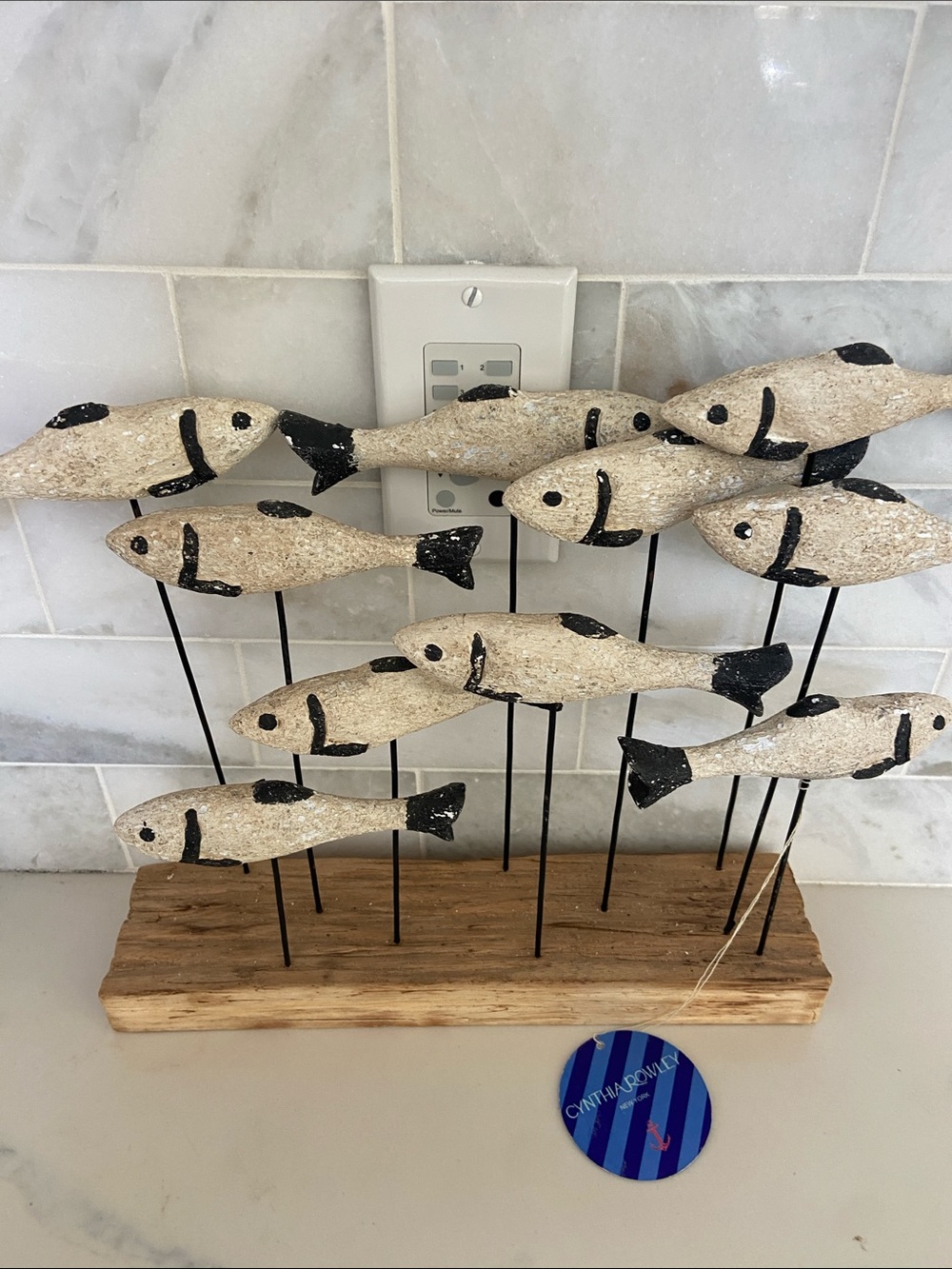 Handcrafted School of Fish Table Sculpture - Natural & Black - Picture 9 of 15
